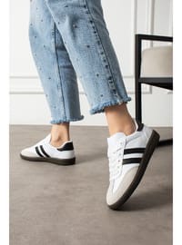 Beyaz Siyah Şeritli Rahat Taban Günlük Sneaker Spor Ayakkabı Unisex
