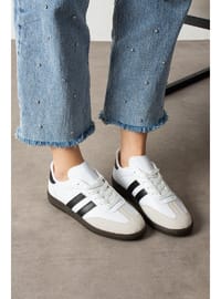 Beyaz Siyah Şeritli Rahat Taban Günlük Sneaker Spor Ayakkabı Unisex