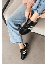 Siyah Beyaz Şeritli Rahat Taban Günlük Unisex Sneaker Spor Ayakkabı Sm03