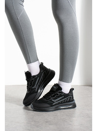 Siyah Unisex Günlük Spor Ayakkabı Hafif Taban Rahat Sneaker 7655