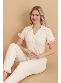 Mirano 9500 Düz Renk Pegasus Kumaş Düğmeli Kısa Kol Kadın Pijama Takımı