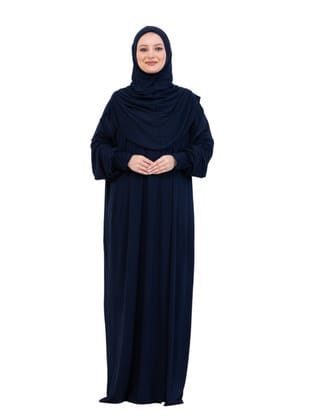 Penye Tek Parça Namaz Elbisesi Lacivert