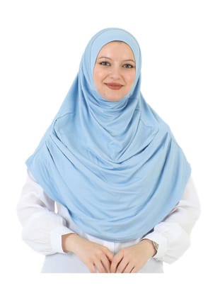 Pratik Penye Uzun Hazır Türban Bebe Mavisi