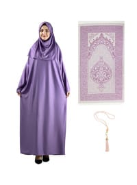 Namaz Elbisesi Seccade ve Tesbih Seti Lila