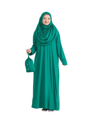 Pratik Namaz Elbisesi Çantalı Yeşil