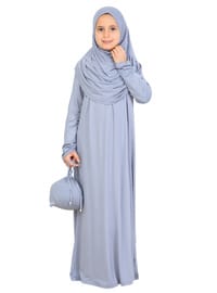 Penye Çocuk Namaz Elbisesi Çantalı Gri