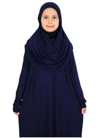 Penye Çocuk Namaz Elbisesi Çantalı Lacivert