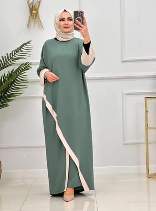 Büyük Beden Asimetrik Pantolon Takım - Mint Yeşili - MODANURSEDA