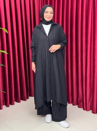 Tesettür Tunik Pantolon Takım - Siyah - MODANURSEDA