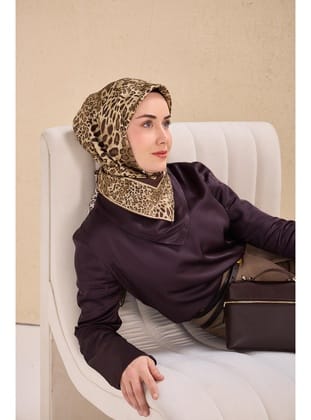 Twill İpek Eşarp Leopar Butter Yellow 90x90