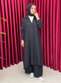 Tesettür Tunik Pantolon Takım - Siyah