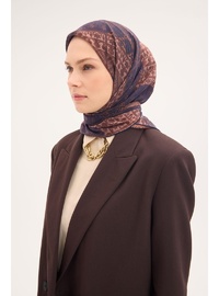 Tencel Monare Eşarp Osmanlı Desen Lacivert 90X90