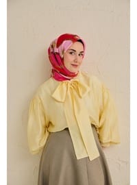 Twill İpek Eşarp Kemer Desen Fuşya 90x90