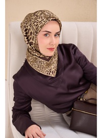 Twill İpek Eşarp Leopar Desen Butter Yellow 90x90