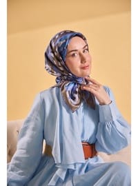 Twill İpek Eşarp Şerit Morcivert