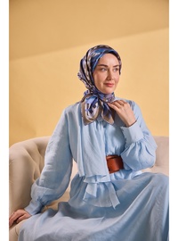 Twill İpek Eşarp Şerit Morcivert