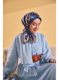 Twill İpek Eşarp Şerit Morcivert
