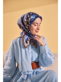 Twill İpek Eşarp Şerit Morcivert