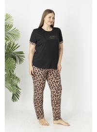 Estiva Kadın Kaplan Alt Desenli Kısa Kollu Soft Battal Pijama Takımı