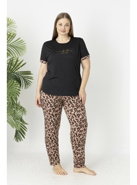 Estiva Kadın Kaplan Alt Desenli Kısa Kollu Soft Battal Pijama Takımı