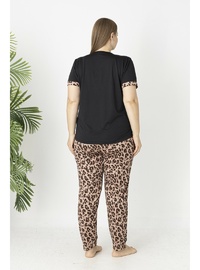 Estiva Kadın Kaplan Alt Desenli Kısa Kollu Soft Battal Pijama Takımı