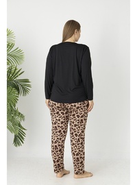 Estiva Kadın Kaplan Alt Desenli Soft Uzun Kollu Battal Pijama Takımı