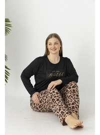 Estiva Kadın Kaplan Alt Desenli Soft Uzun Kollu Battal Pijama Takımı
