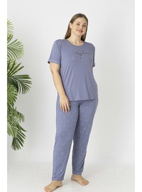 Estiva Kadın Puantiye Alt Desenli Kısa Kollu Soft Battal Pijama Takımı LİLA