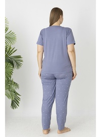 Estiva Kadın Puantiye Alt Desenli Kısa Kollu Soft Battal Pijama Takımı LİLA