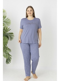 Estiva Kadın Puantiye Alt Desenli Kısa Kollu Soft Battal Pijama Takımı LİLA