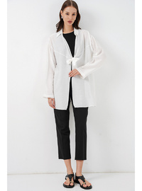 Kadın Salaş Bağcıklı Kimono 5981 Beyaz