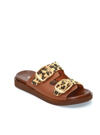 Leopar Desenli Çift Tokalı Terlik