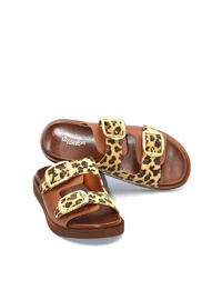 Leopar Desenli Çift Tokalı Terlik