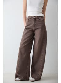 Bol Paça Denim Pantolon 32 8003 Kahverengi