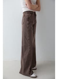 Bol Paça Denim Pantolon 32 8003 Kahverengi
