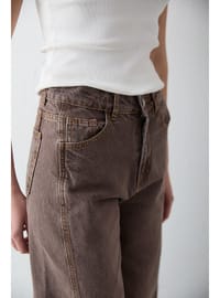 Bol Paça Denim Pantolon 32 8003 Kahverengi