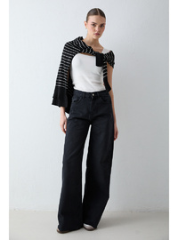 Bol Paça Denim Pantolon 32 8003 SİYAH