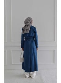 Denim Trençkot Mavi