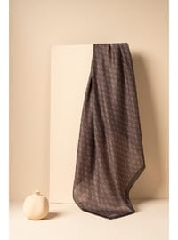 Kadın Küçük Etnik Desen Soft Eşarp Acı Kahve
