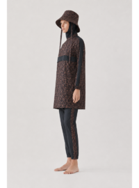 SOLARA WİLD Leopar Desen Siyah Tesettür Mayo 5 li Set