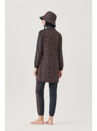 SOLARA WİLD Leopar Desen Siyah Tesettür Mayo 5 li Set