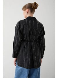 Taşlı Poplin Gömlek 32 2620 SİYAH