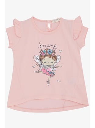 Breeze Kız Çocuk Tişört Bahar Temalı Balerin Kız Baskılı 1.5-5 Yaş, Pembe