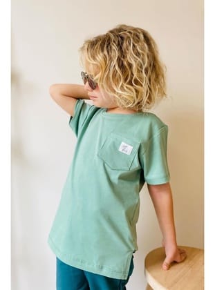 Breeze Erkek Çocuk Tişört Cool Yazı Armalı Cepli 1.5-5 Yaş, Mint Yeşili