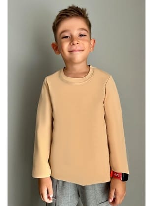 Breeze Erkek Çocuk Uzun Kollu Tişört Basic 4-8 Yaş, Krem