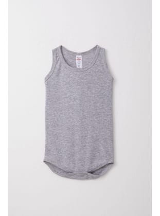 Breeze Erkek Bebek Çıtçıtlı Atlet Zıbın Body Jakarlı 9 Ay-3 Yaş, Gri Melanj