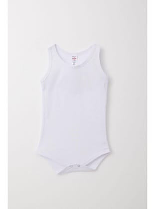 Breeze Erkek Bebek Çıtçıtlı Atlet Zıbın Body Jakarlı Kalp Desenli 9 Ay-3 Yaş, Beyaz