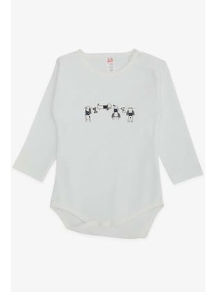 Breeze Erkek Bebek Çıtçıtlı Body Yaramaz Köpekçik Baskılı 9 Ay-3 Yaş, Beyaz