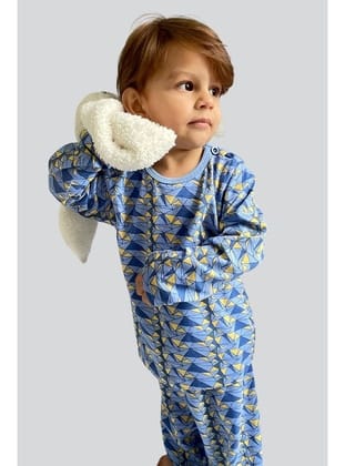 Breeze Erkek Bebek Pijama Takımı Renk Üçgeni 9 Ay-3 Yaş, Açık Mavi