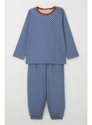 Breeze Erkek Çocuk Pijama Takımı Kare Desenli 1-3 Yaş, Mavi